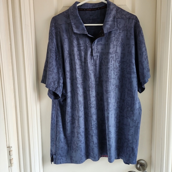 Tiger Woods Nike XL Dri-Fit Blue Golf Polo Stretch Short Sleeve Digital Camo - Picture 1 of 9